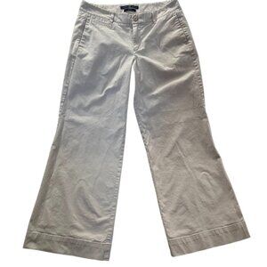 GAP Wide Leg Cropped Ankle Trousers Khaki Stretch 6